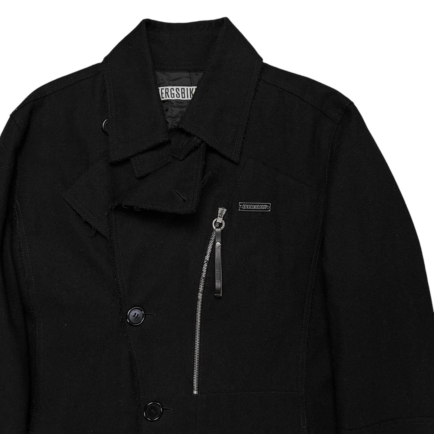 Dirk Bikkembergs Distressed Zip Wool Coat