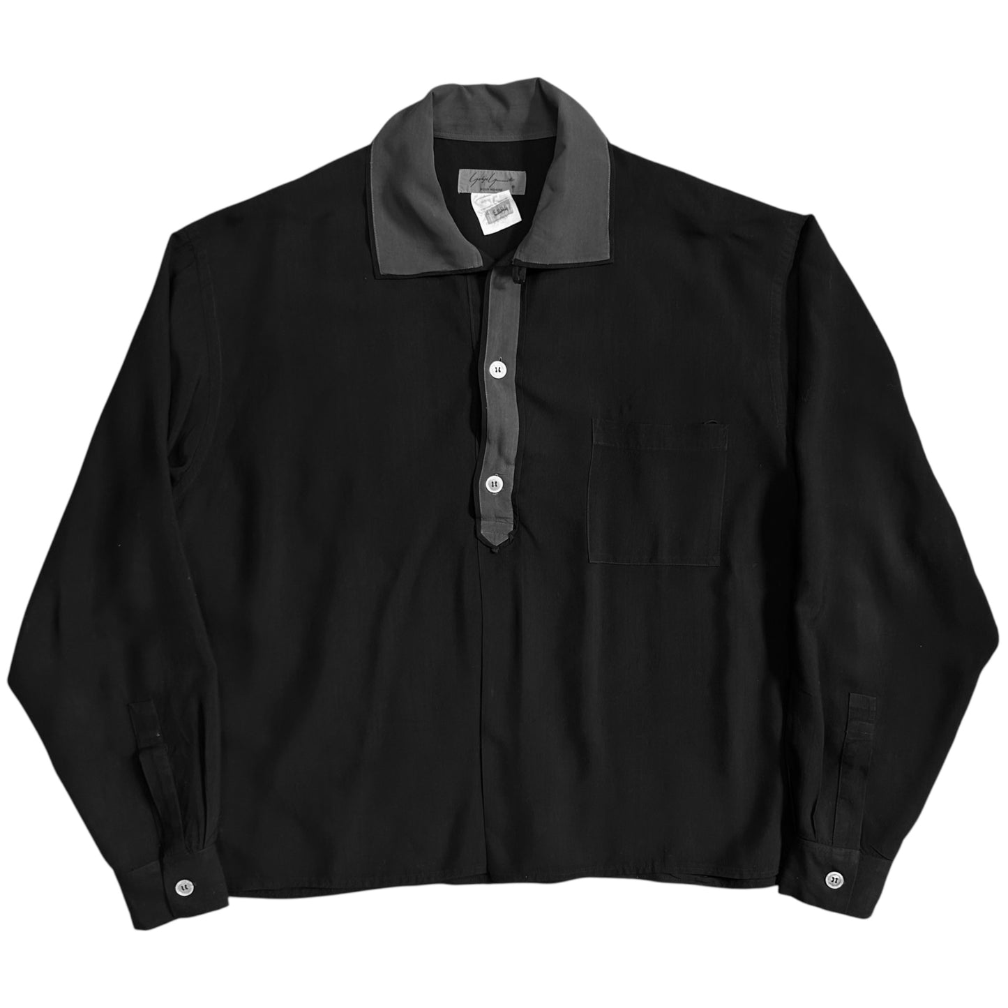 Yohji Yamamoto Pour Homme Cropped Framed Collar Rayon Shirt