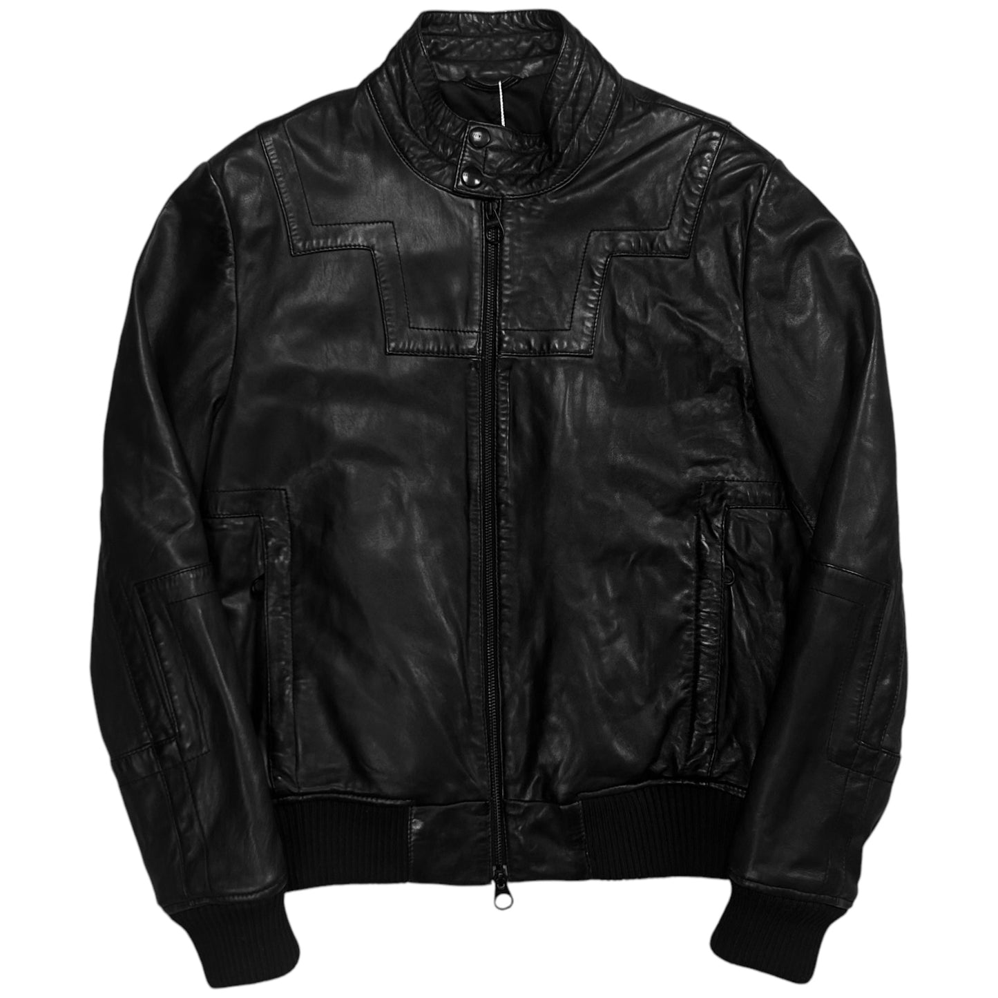Dirk Bikkembergs Moto Leather Bomber Jacket