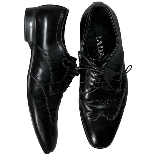 Prada Metal Logo Heel Derbies