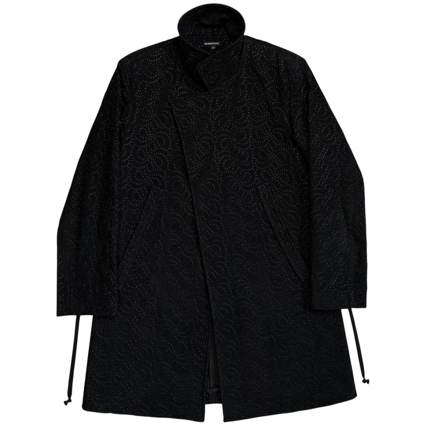 Ann Demeulemeester Embroidered Black Precision Coat - AW14