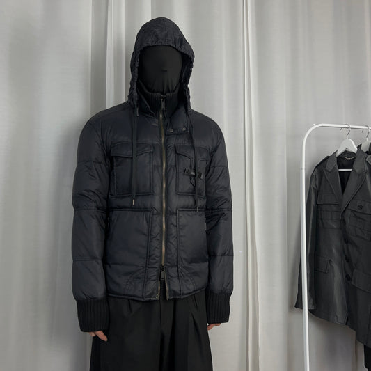 Dirk Bikkembergs Double Collar Cargo Puffer Jacket