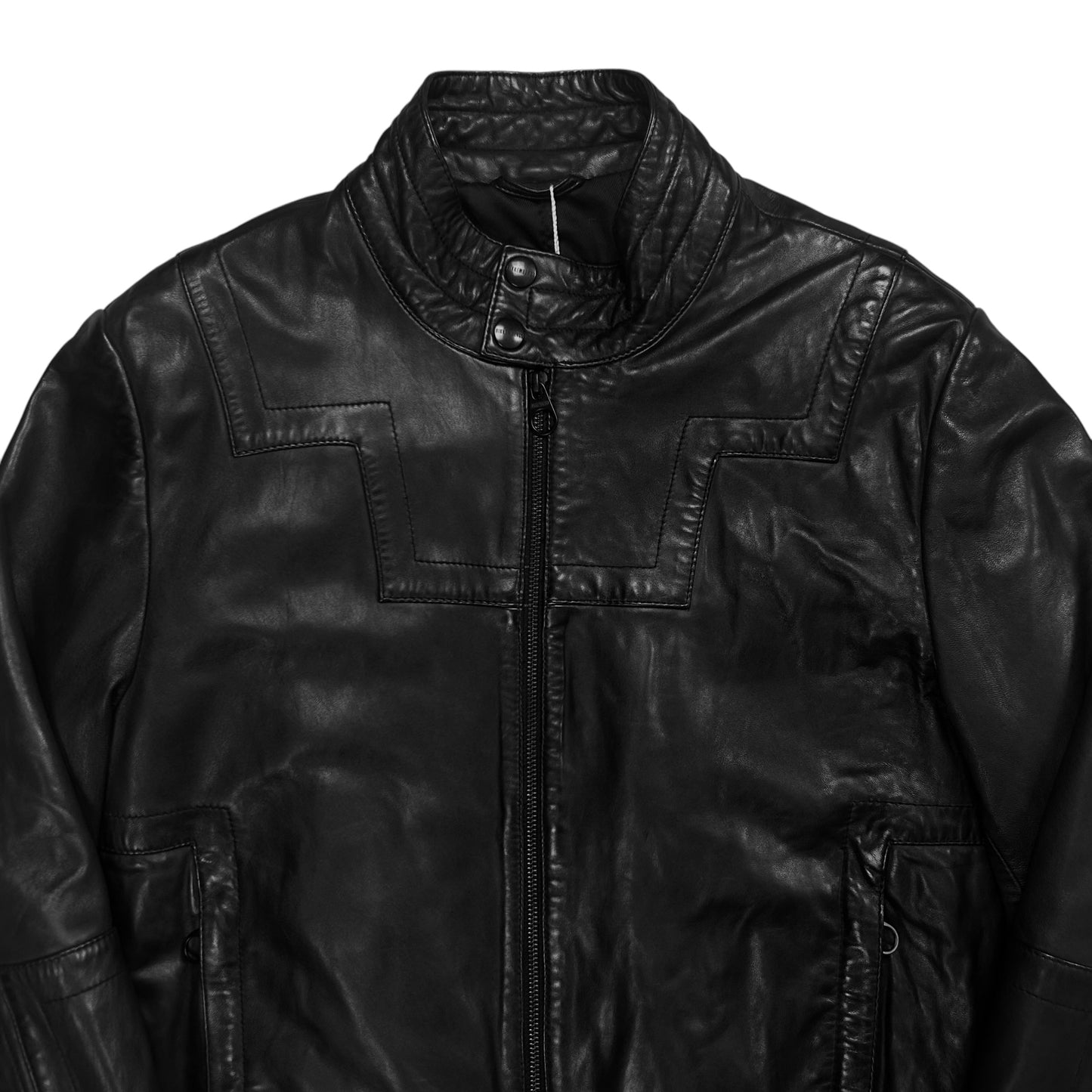 Dirk Bikkembergs Moto Leather Bomber Jacket