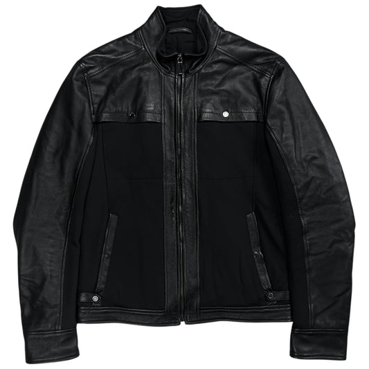 Dirk Bikkembergs Dual Fabric Moto Leather Jacket