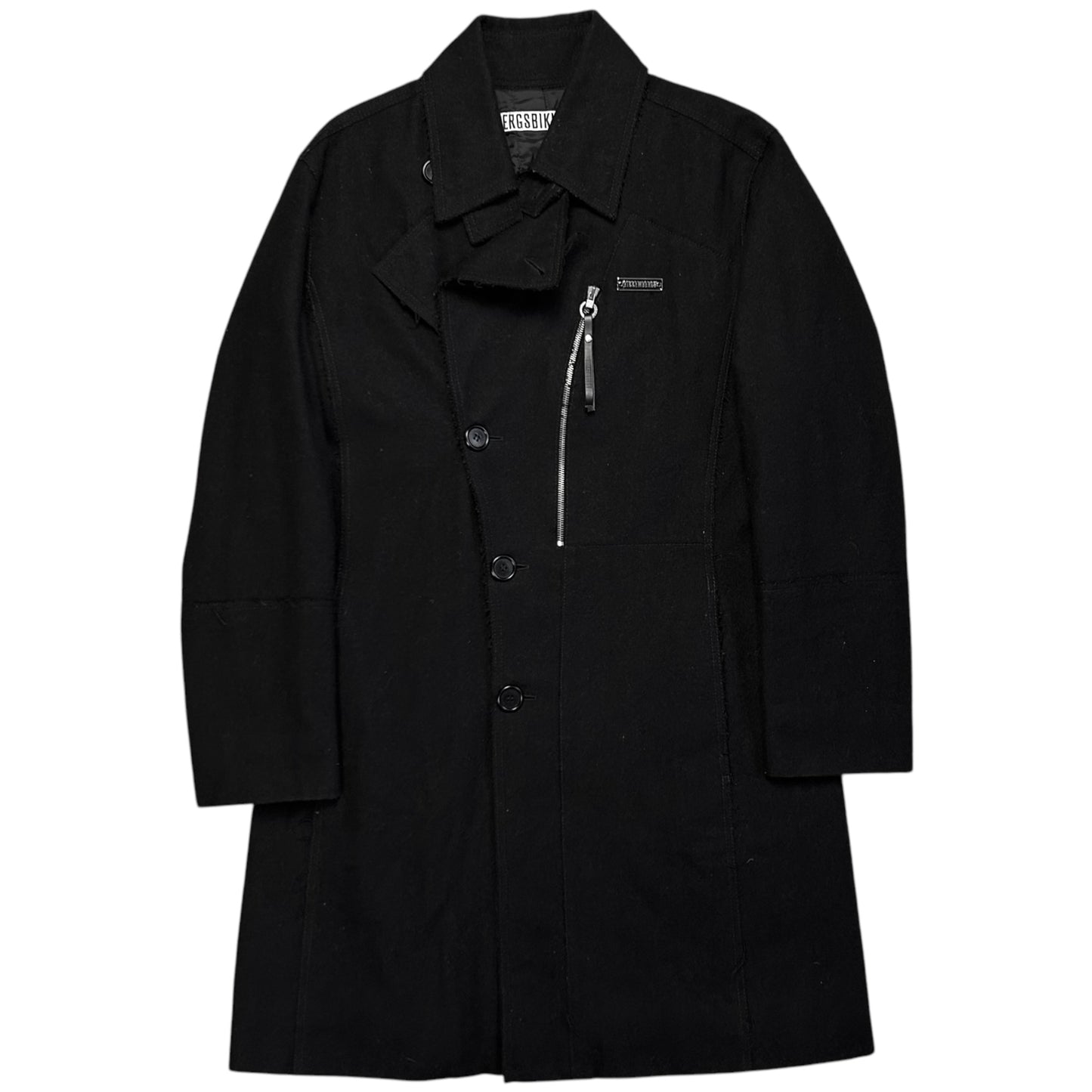 Dirk Bikkembergs Distressed Zip Wool Coat