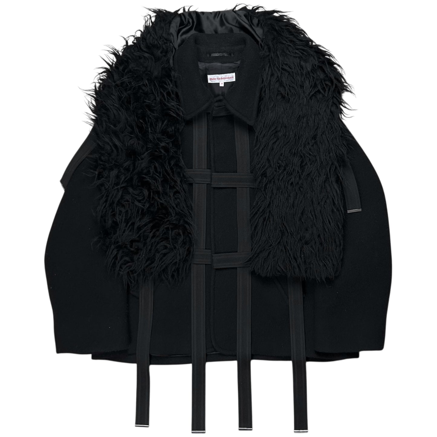 Walter Van Beirendonck Bondage Seatbelt Fur Scarf Jacket - AW19