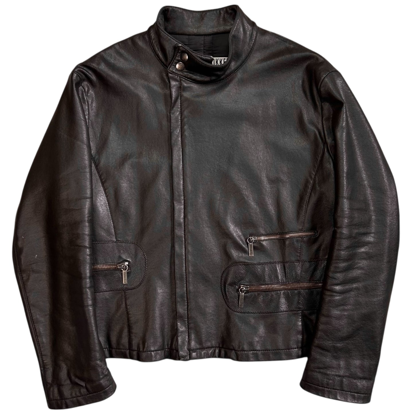 Dirk Bikkembergs Multi Back Zip Vegan Leather Bomber Jacket