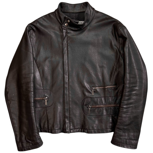Dirk Bikkembergs Multi Back Zip Vegan Leather Bomber Jacket