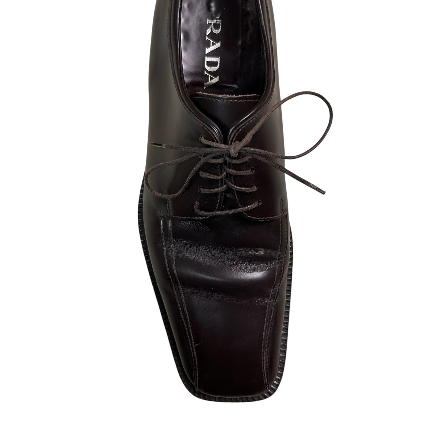 Prada Contrast Stitch Square Derbies