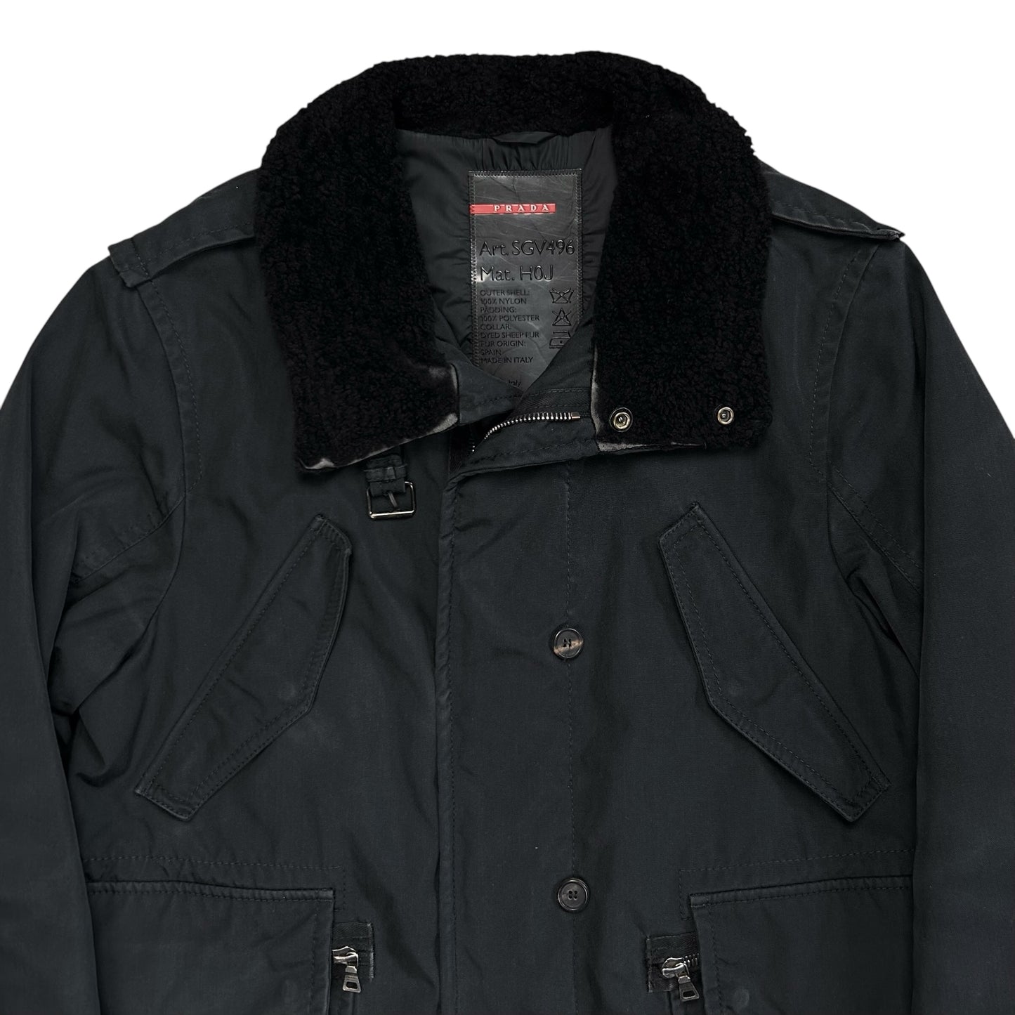 Prada Sheep Fur Collar Parka