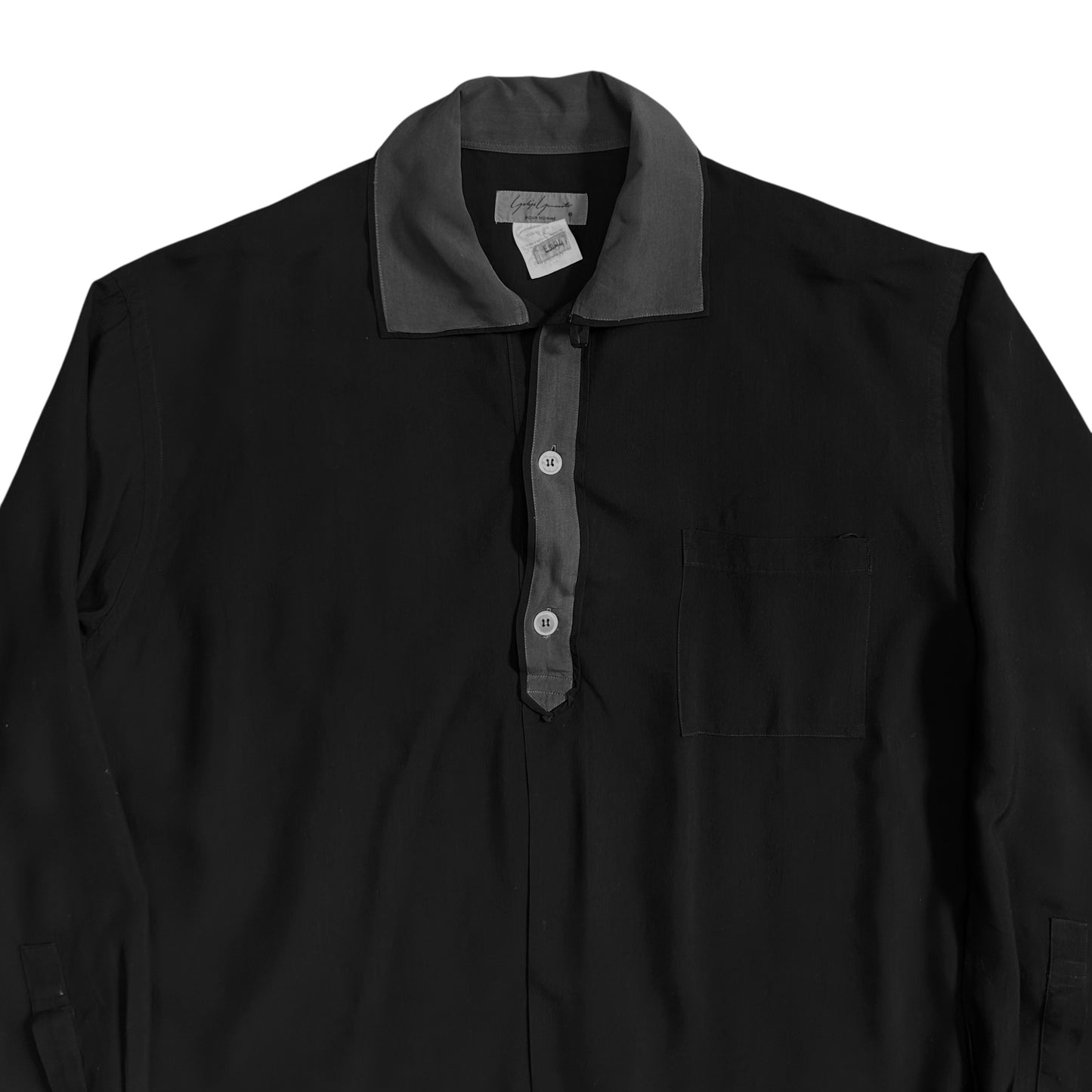 Yohji Yamamoto Pour Homme Cropped Framed Collar Rayon Shirt