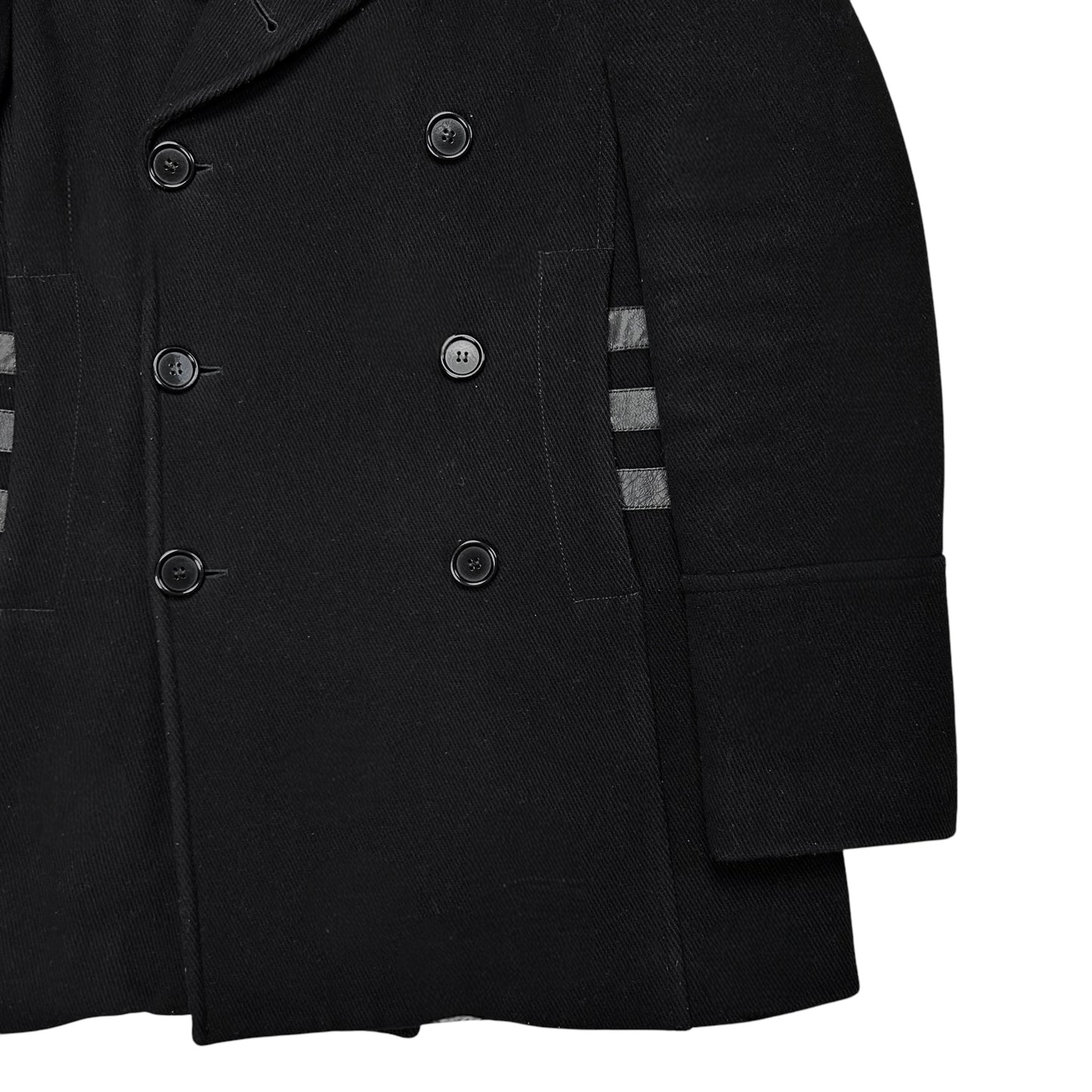 Dirk Bikkembergs Leather Striped Caban Coat