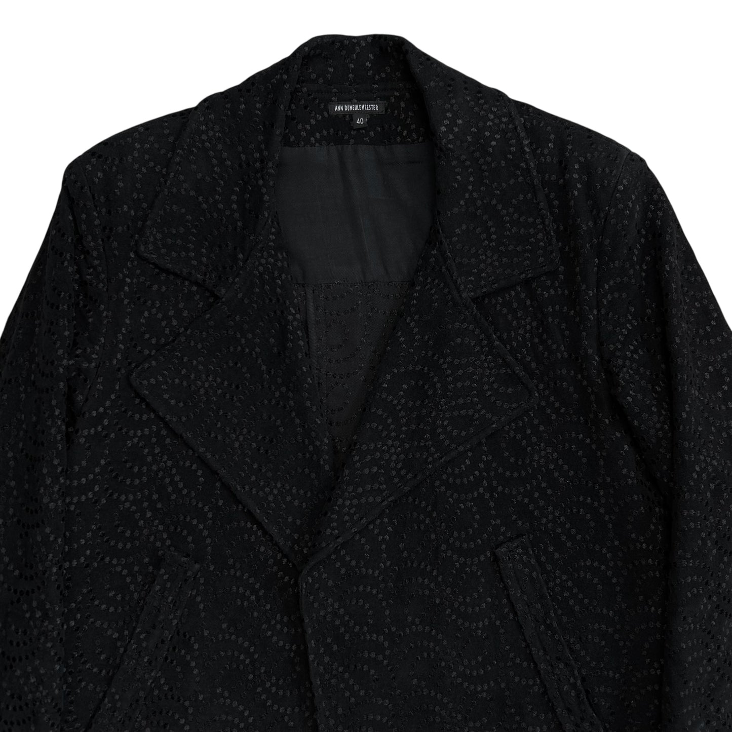 Ann Demeulemeester Embroidered Black Precision Coat - AW14