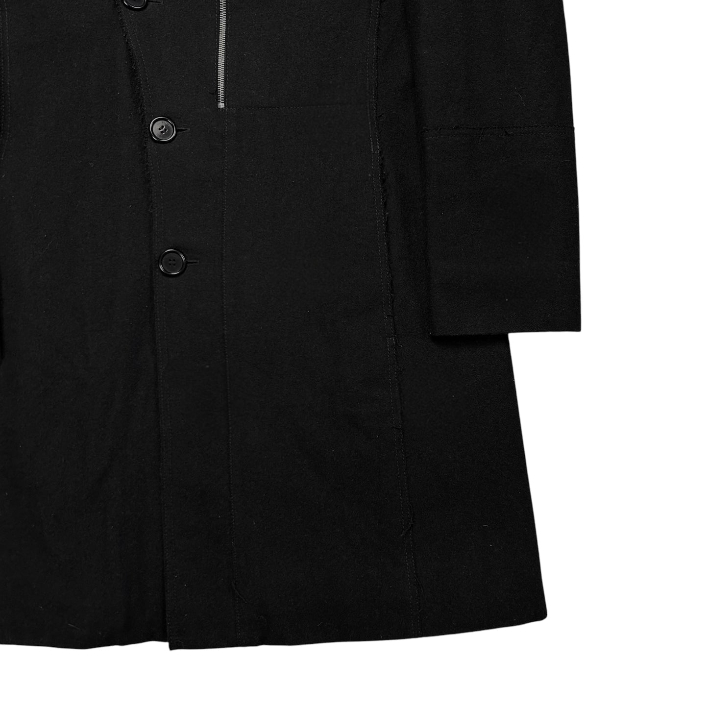 Dirk Bikkembergs Distressed Zip Wool Coat