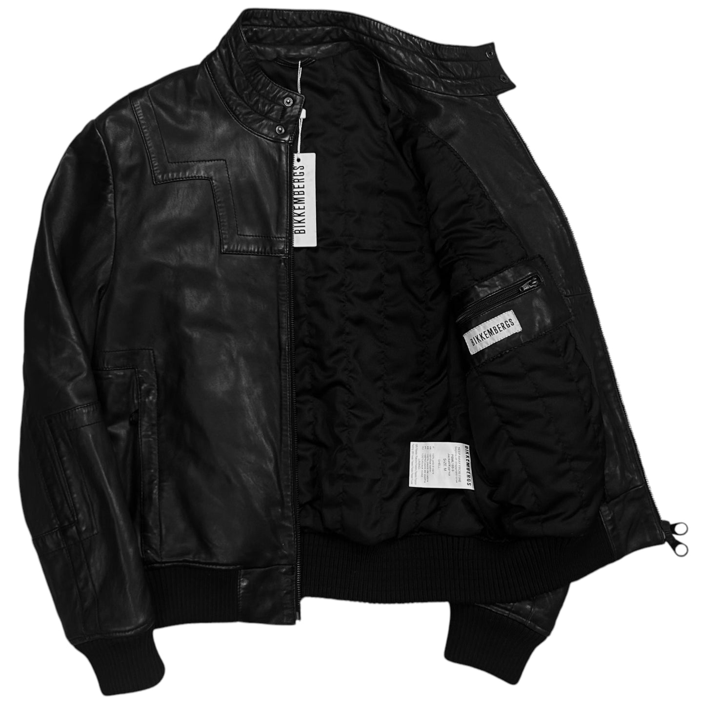 Dirk Bikkembergs Moto Leather Bomber Jacket