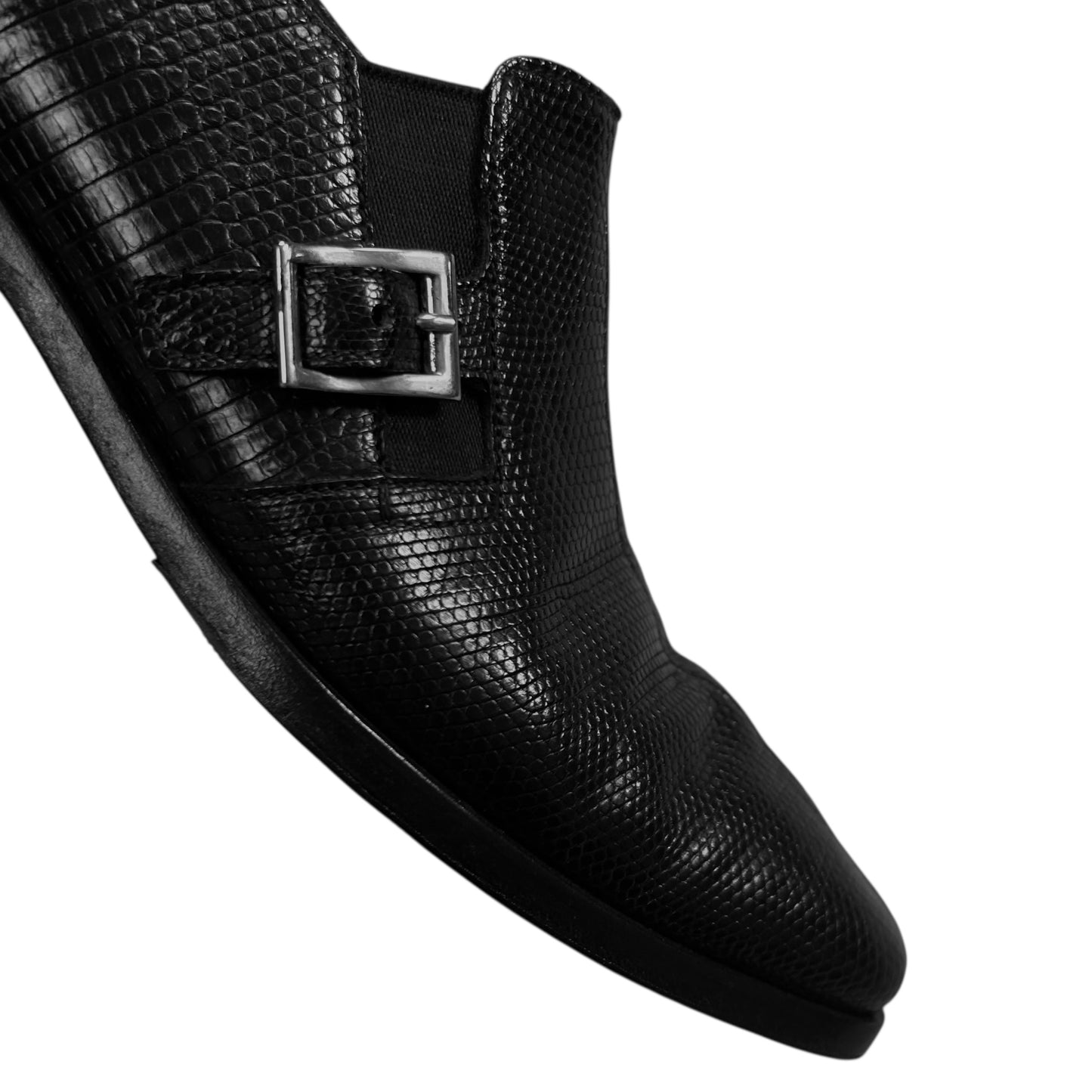 Prada Buckle Strap Snakeskin Loafers