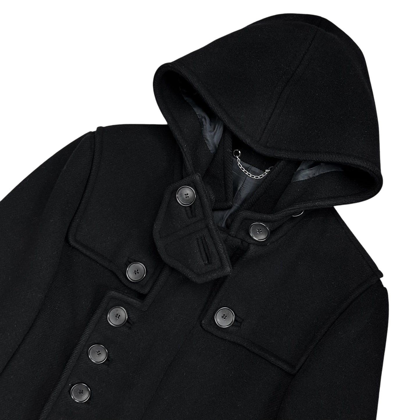 Balenciaga Hooded Multi Button Wool Coat - AW08