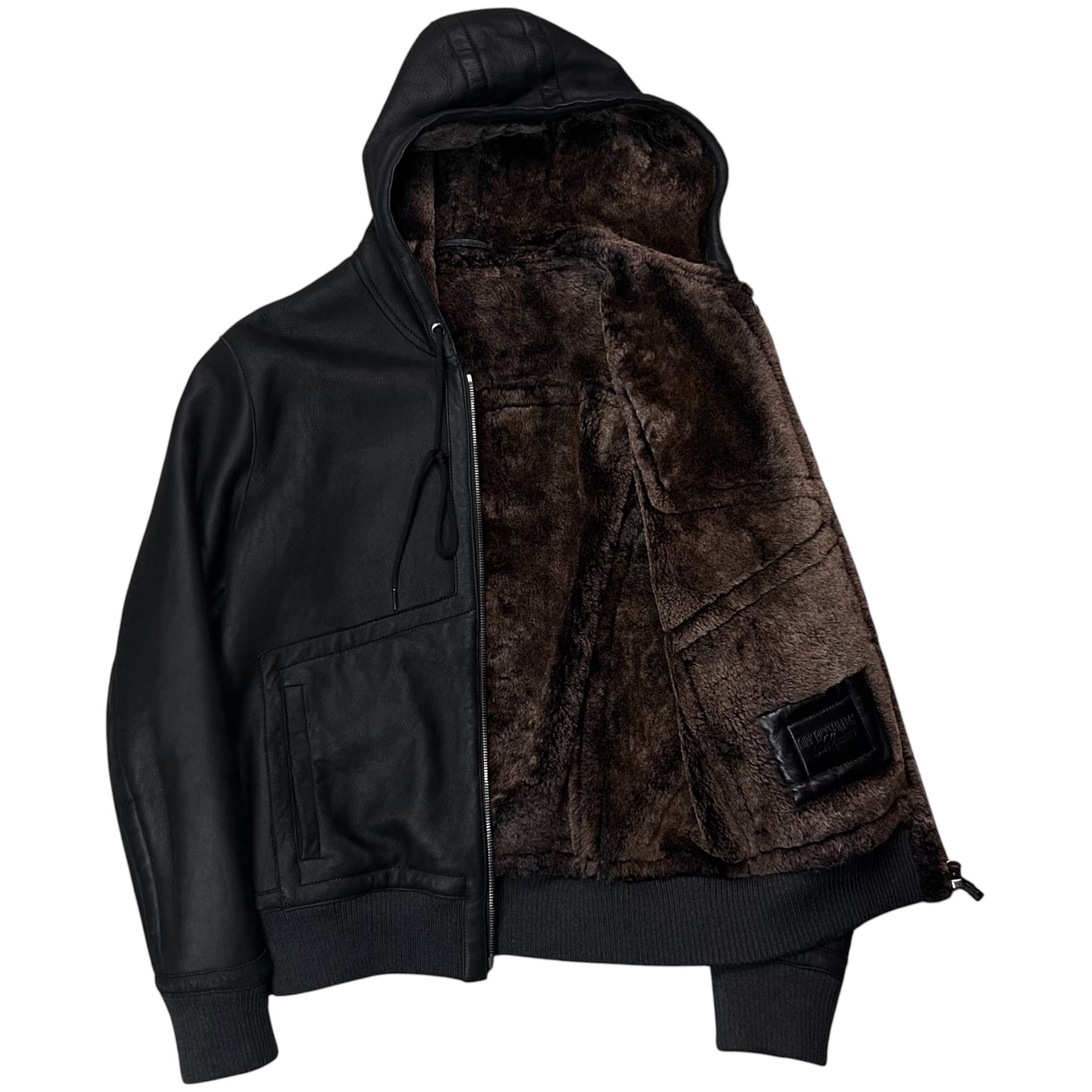 Dirk Bikkembergs Hooded Faux Fur Lined Leather Jacket - AW10