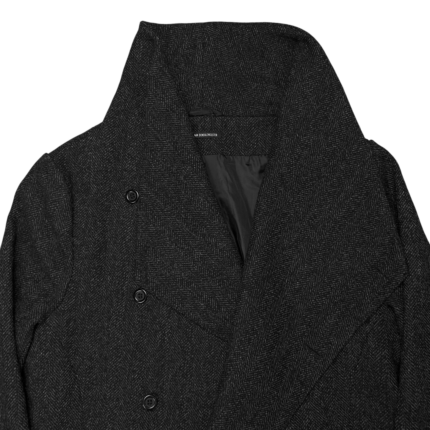 Ann Demeulemeester Asymmetric Drape Collar Wool Overcoat - AW14