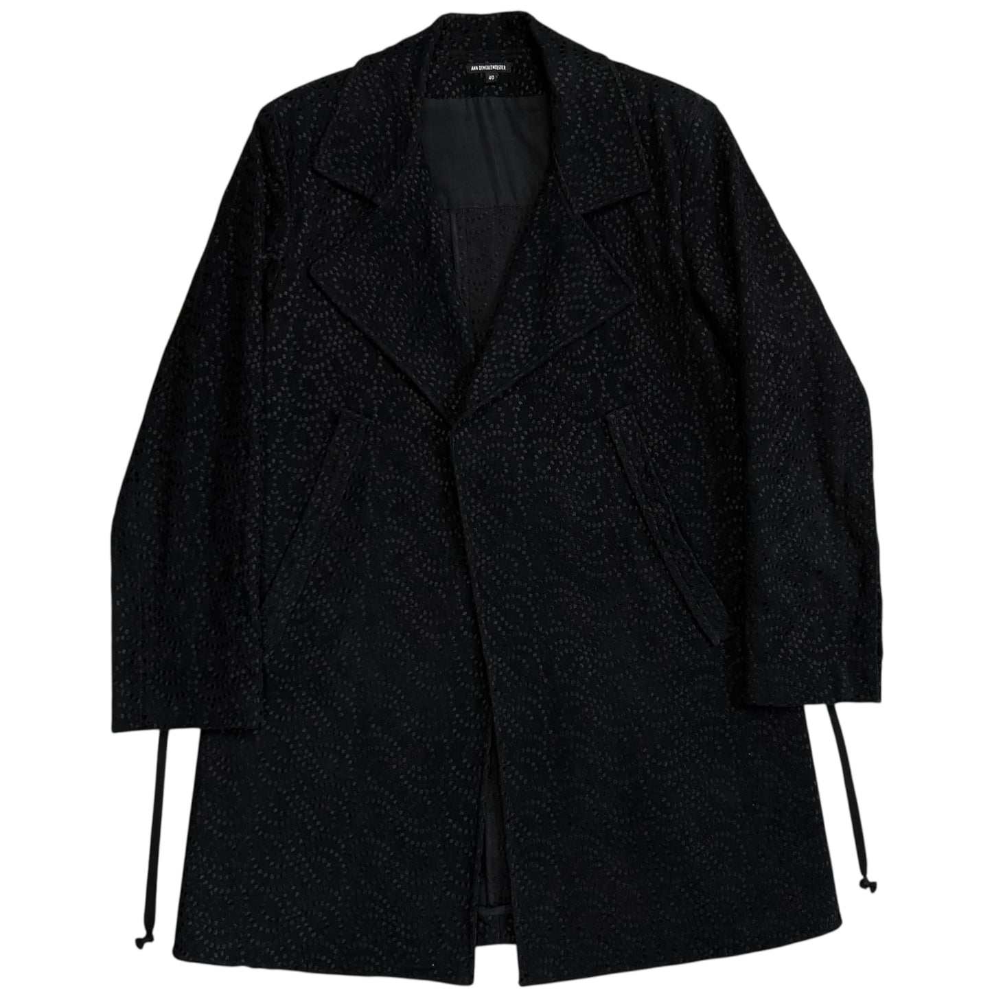 Ann Demeulemeester Embroidered Black Precision Coat - AW14