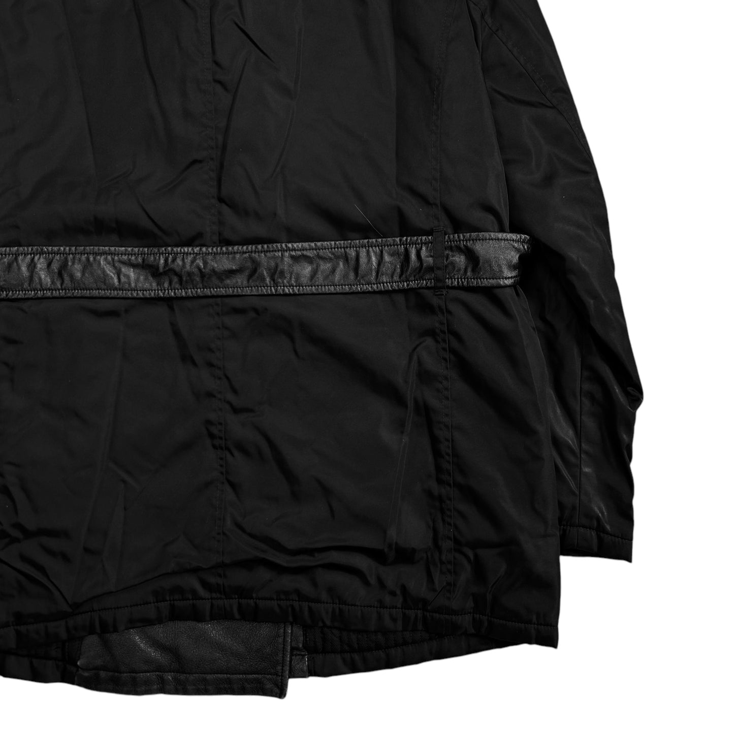Prada Leather Applicated Moto Belt Jacket