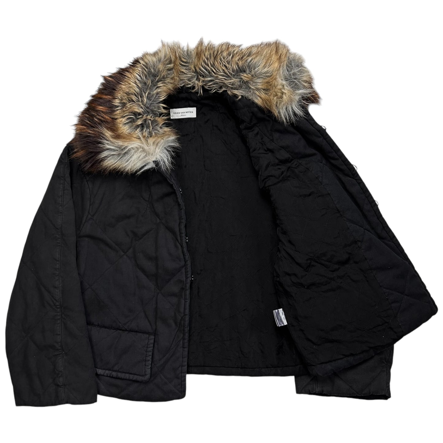 Dries Van Noten Quilted Fur Collar Bomber Jacket - AW11