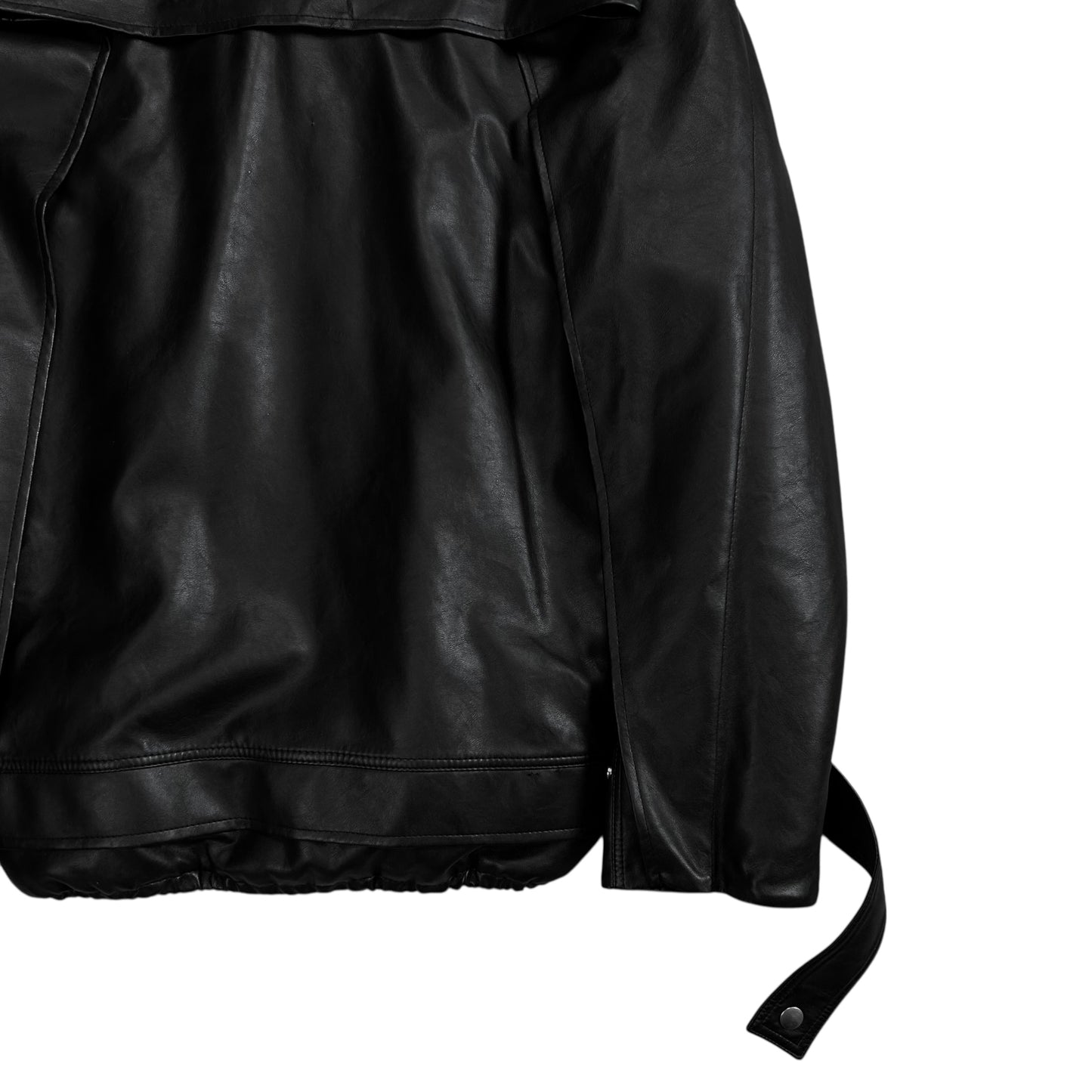 Y/Project Distorted Shoulder Fireman Buckle Faux Leather Jacket - AW20