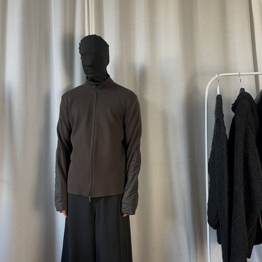 Prada Nylon Applicated Zip Wool Sweater