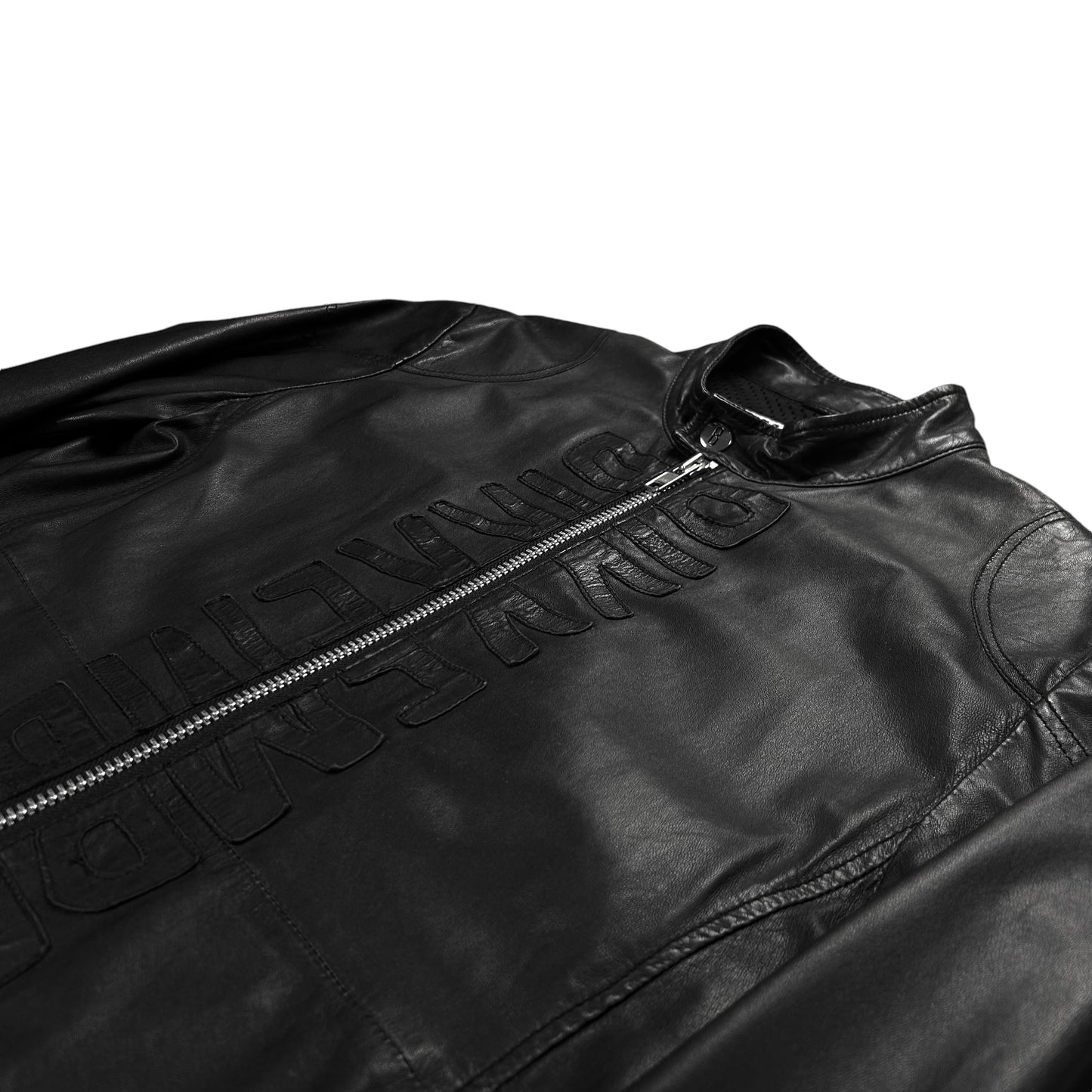 Dirk Bikkembergs Logo Patched Racer Leather Jacket