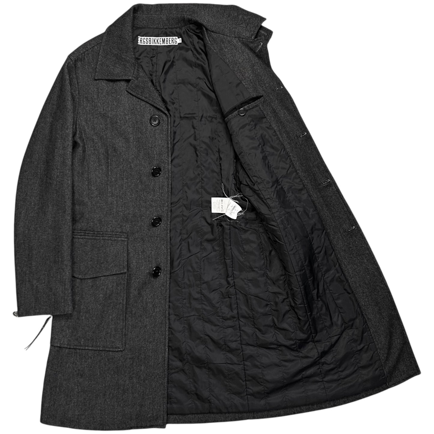 Dirk Bikkembergs Zipped Leather Patch Wool Coat