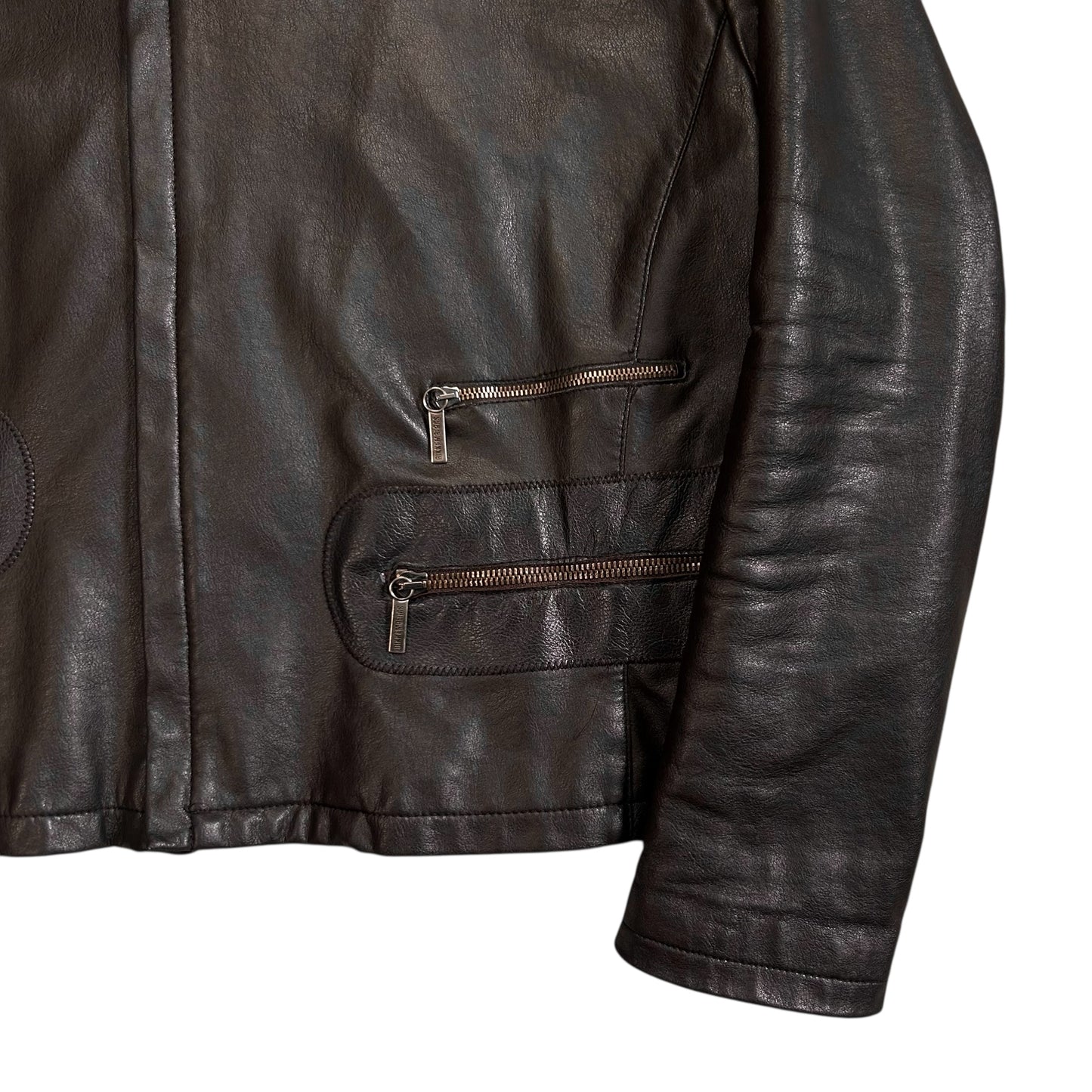 Dirk Bikkembergs Multi Back Zip Vegan Leather Bomber Jacket