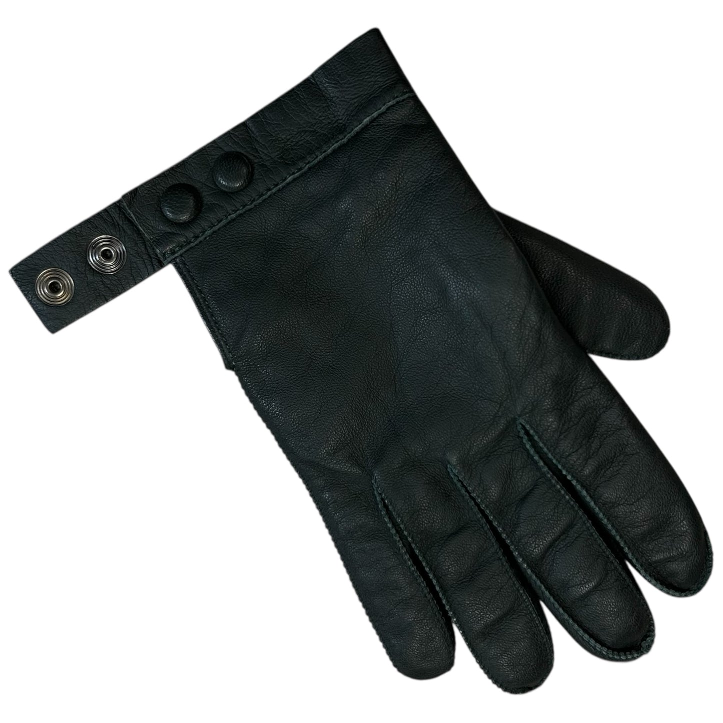Jil Sander Contrast Sitch Leather Snap Gloves