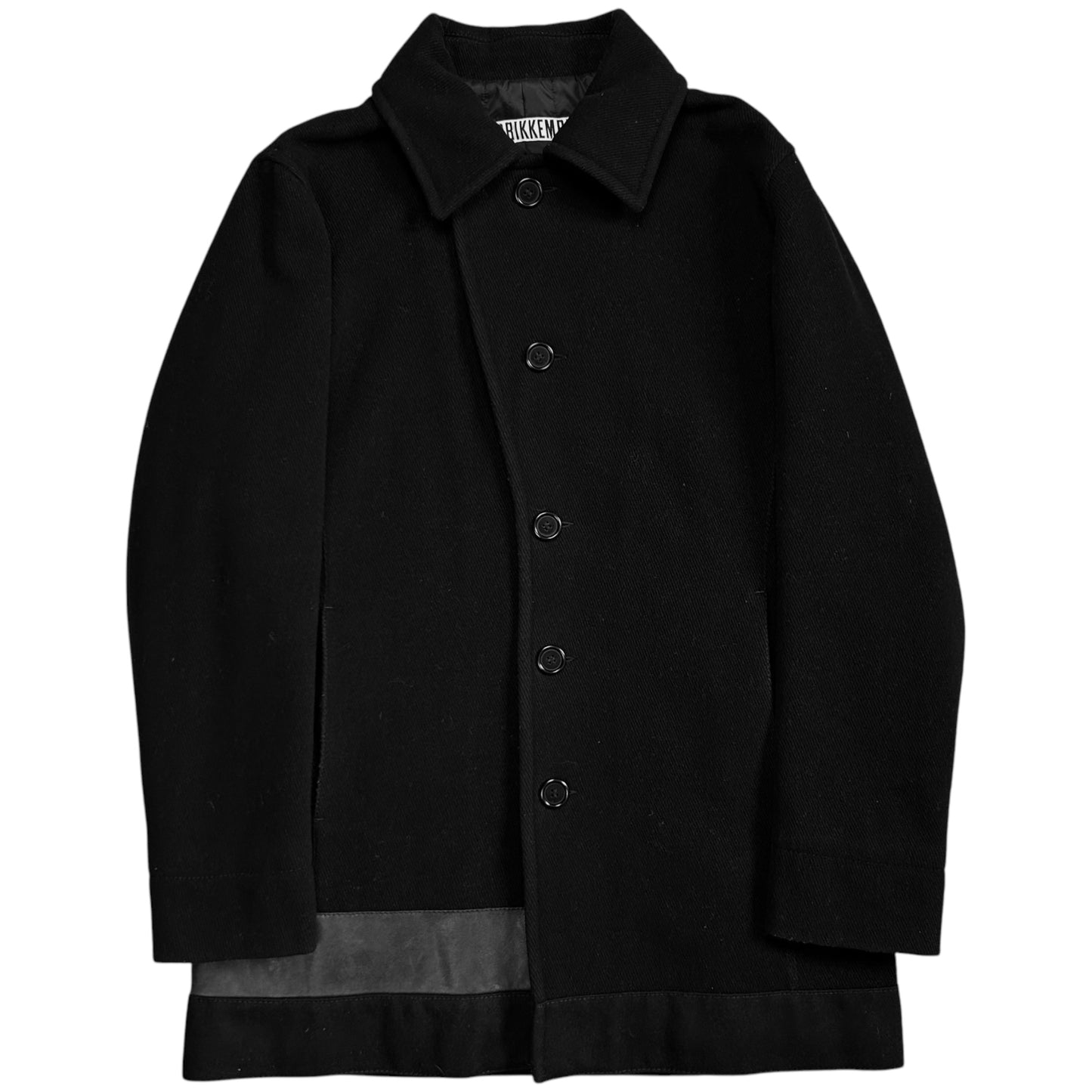 Dirk Bikkembergs Leather Stripe Wool Coat