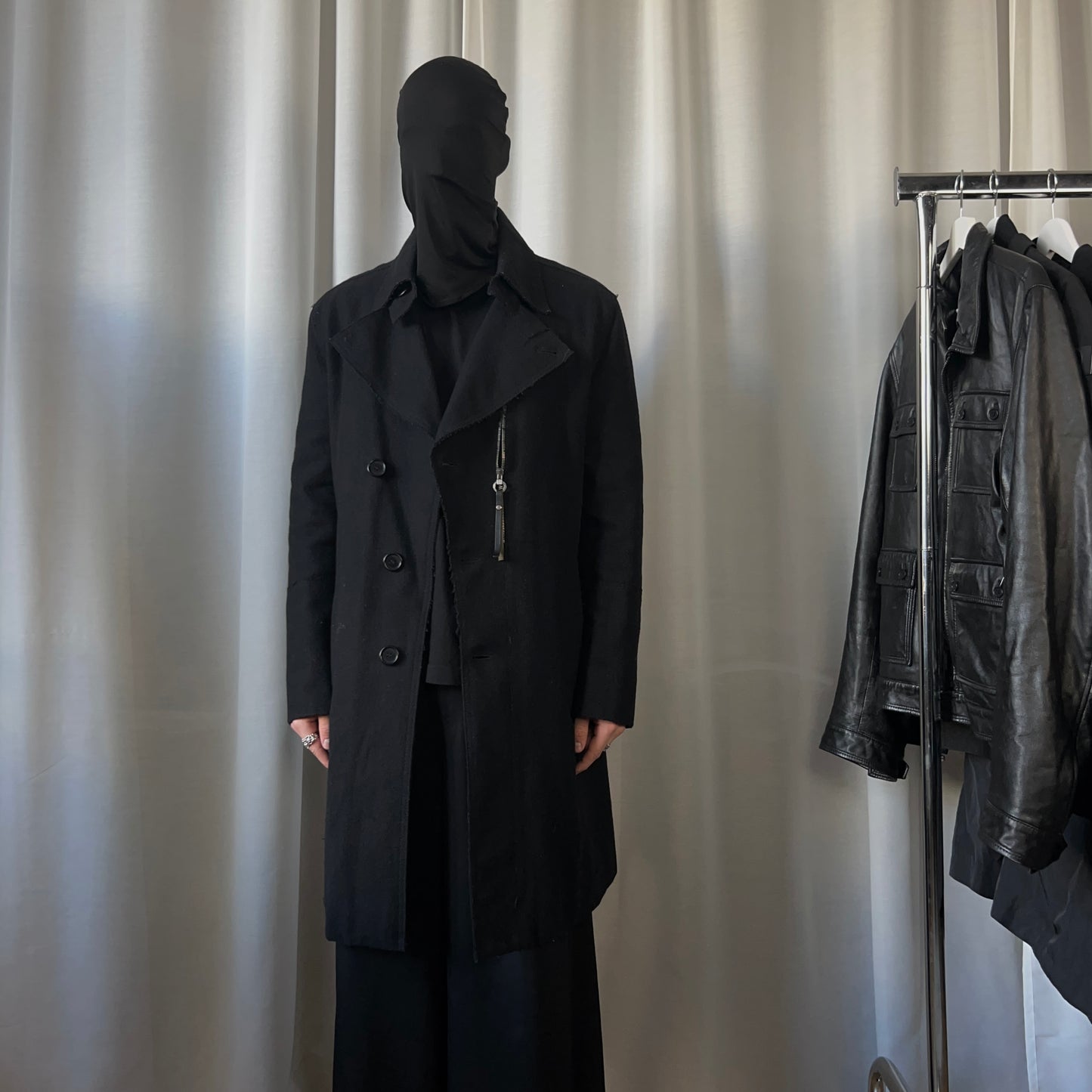 Dirk Bikkembergs Distressed Zip Wool Coat