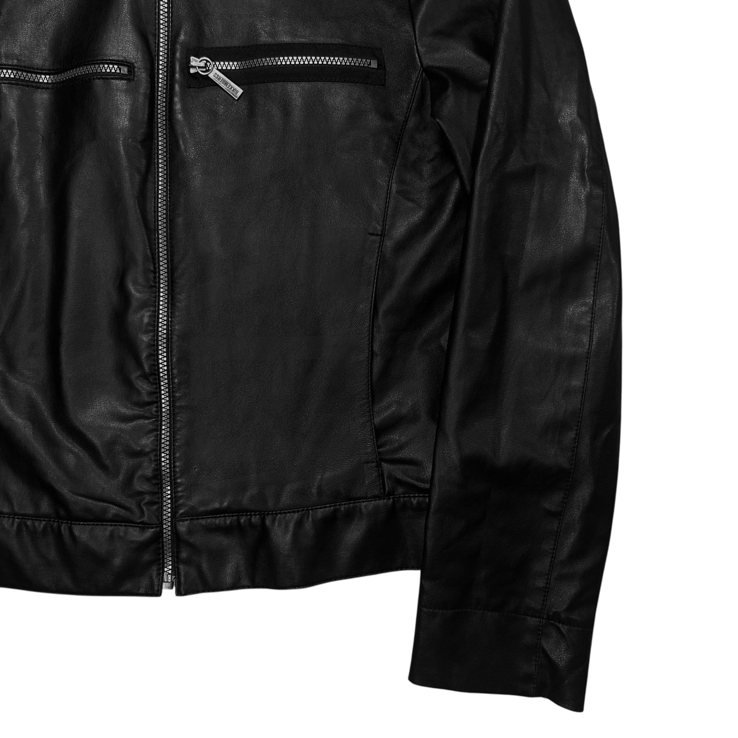 Dirk Bikkembergs Shadow Logo Leather Racer Jacket