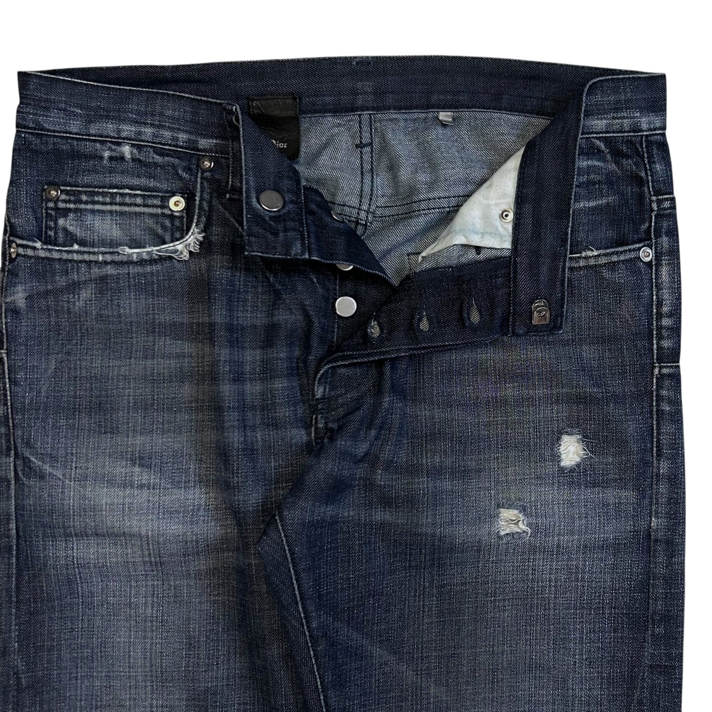 Dior Homme Distressed Indigo Slim Jeans - AW05