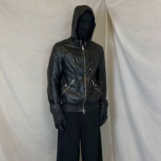 Gucci by Tom Ford Zip Hood Leather Jacket