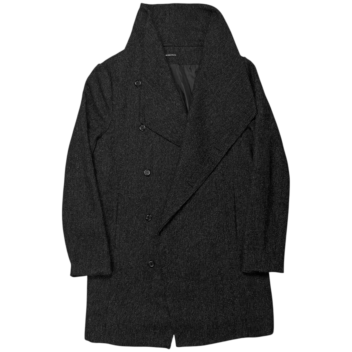 Ann Demeulemeester Asymmetric Drape Collar Wool Overcoat - AW14