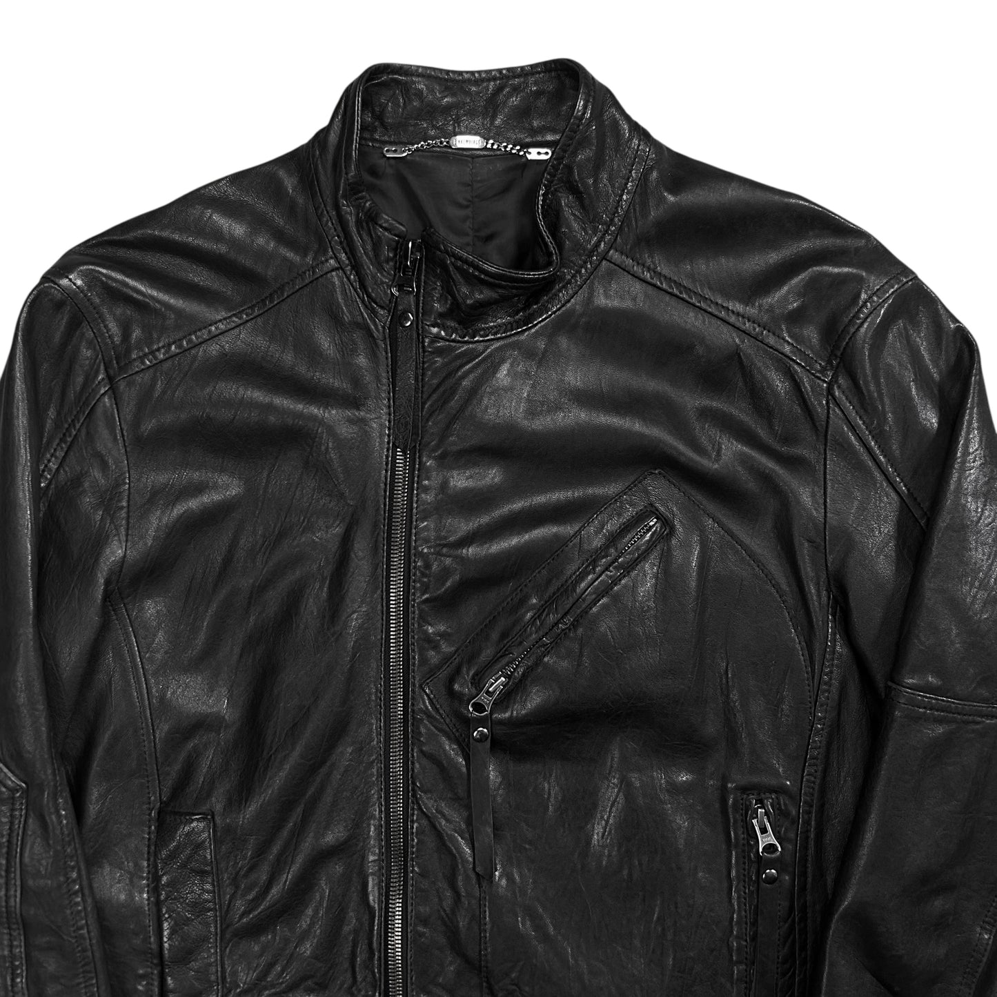 Dirk Bikkembergs Skewed Multi Zip Leather Racer Jacket
