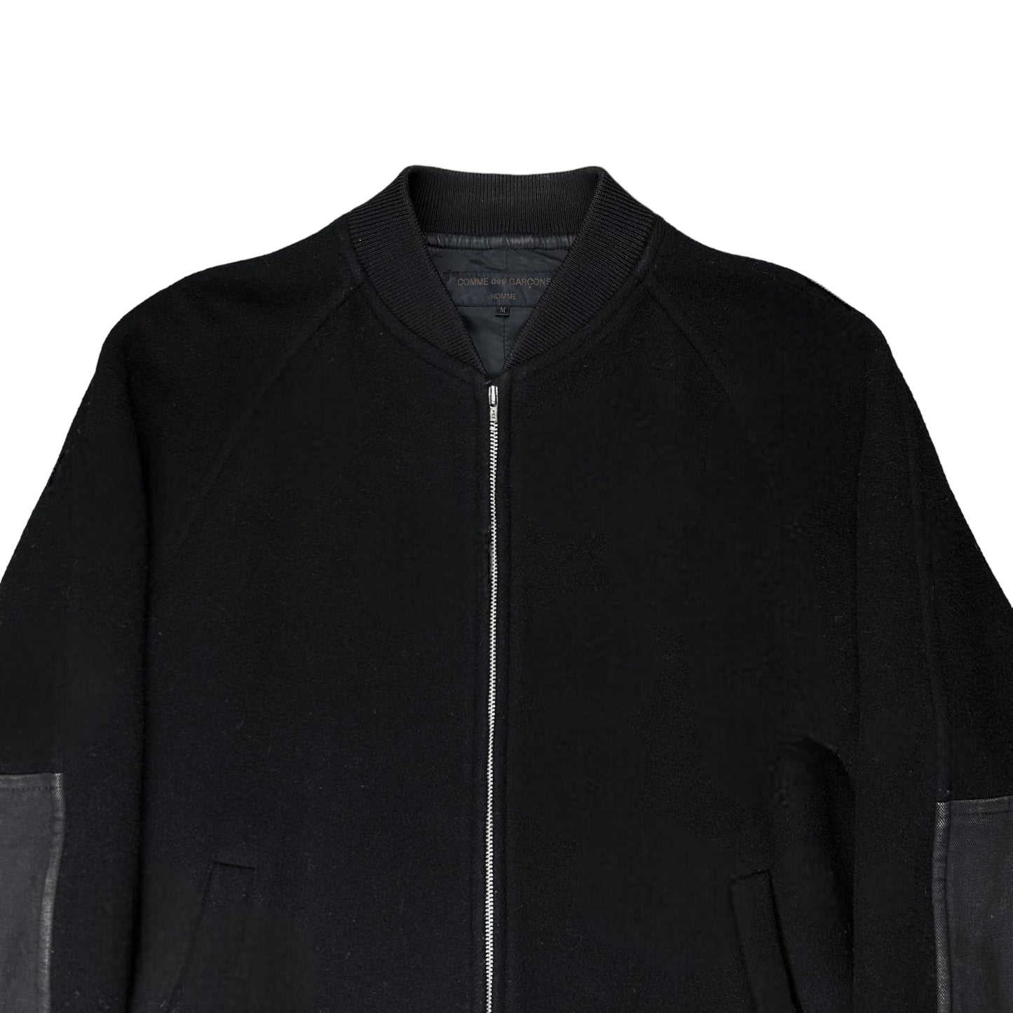 Comme des Garcons Homme Denim Sleeve Wool Bomber Jacket