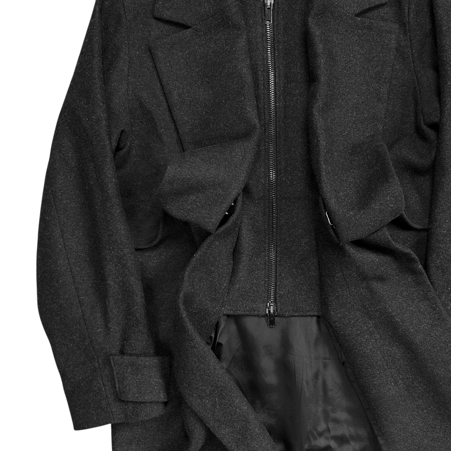 MM6 Maison Martin Margiela Layered Fold Lapel Wool Coat - AW14