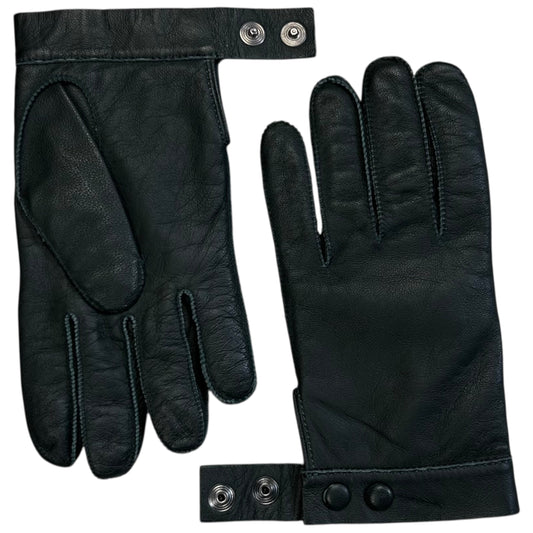 Jil Sander Contrast Sitch Leather Snap Gloves