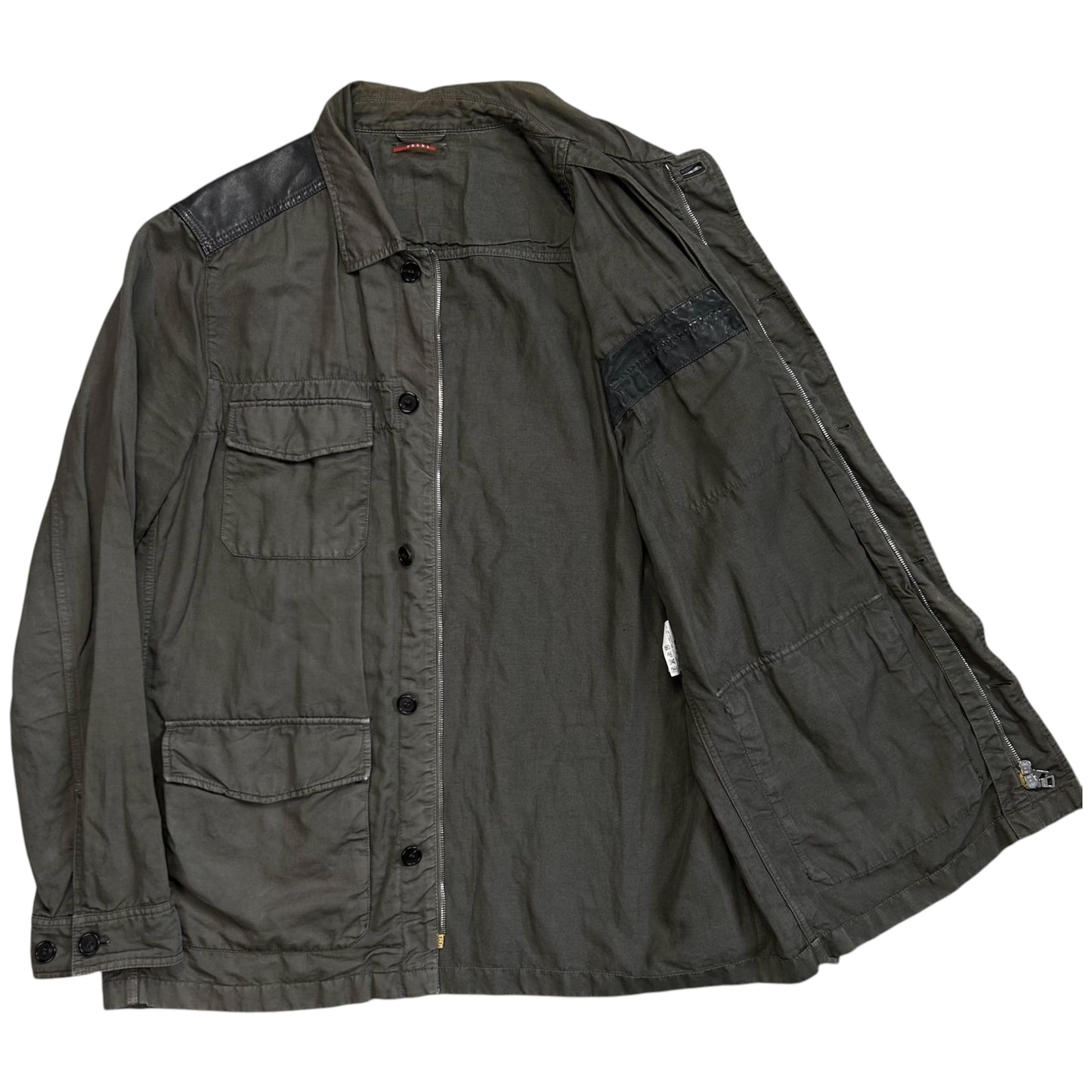 Prada Leather Panelled Field Jacket