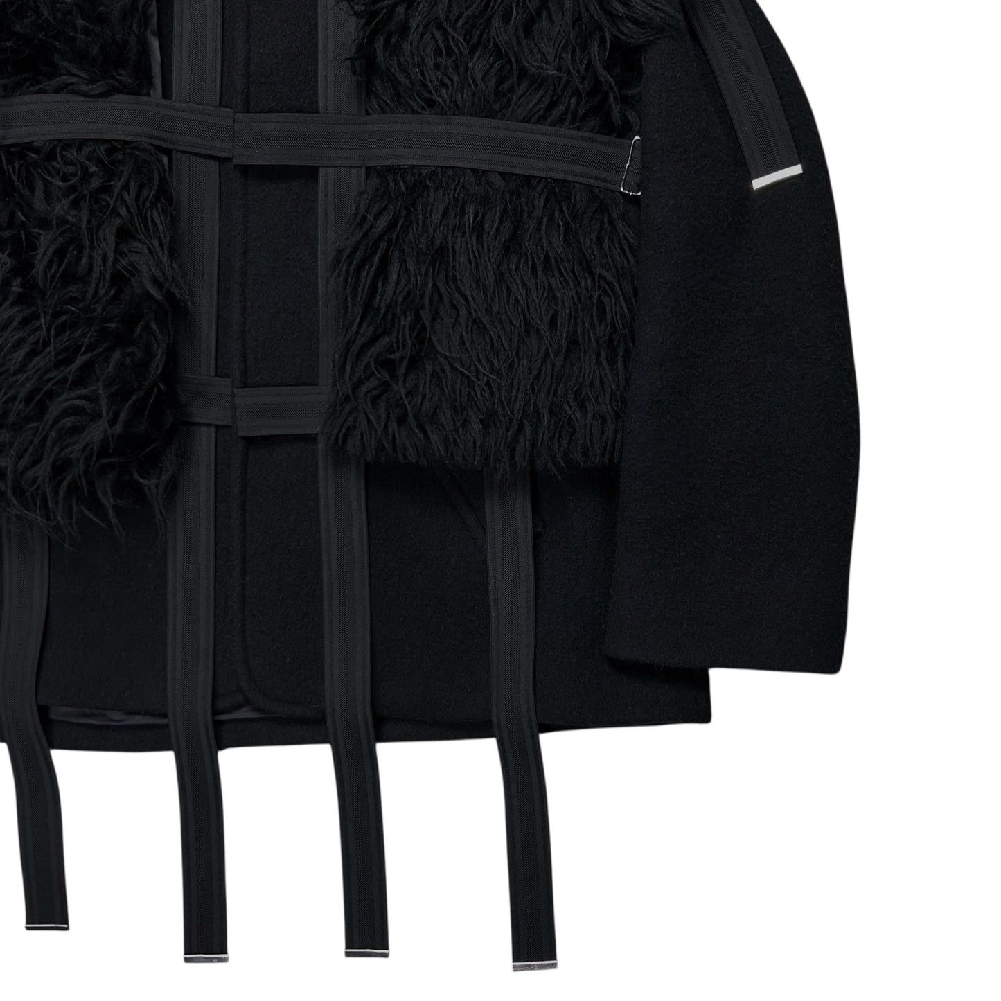 Walter Van Beirendonck Bondage Seatbelt Fur Scarf Jacket - AW19