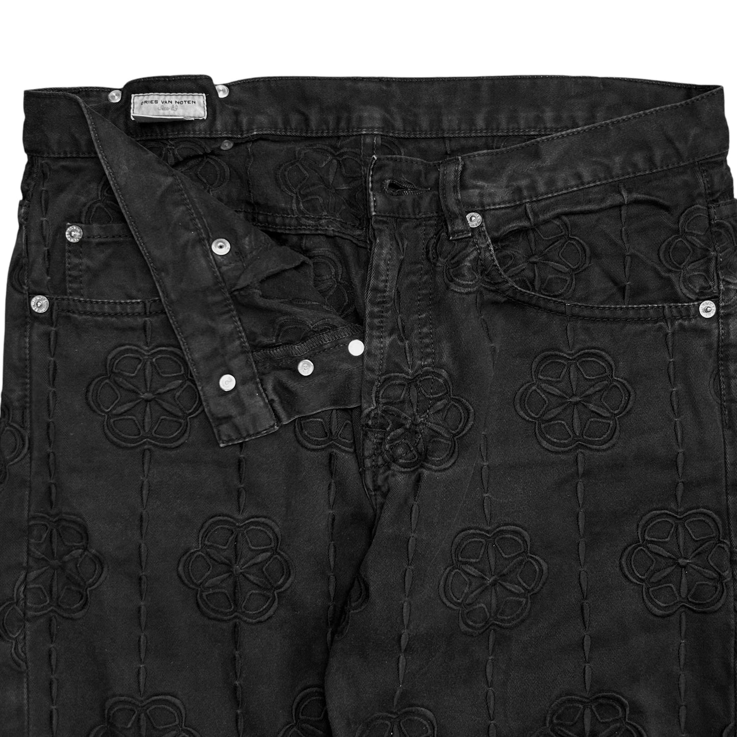 Dries Van Noten Floral Embroidered Rivet Jeans - AW18