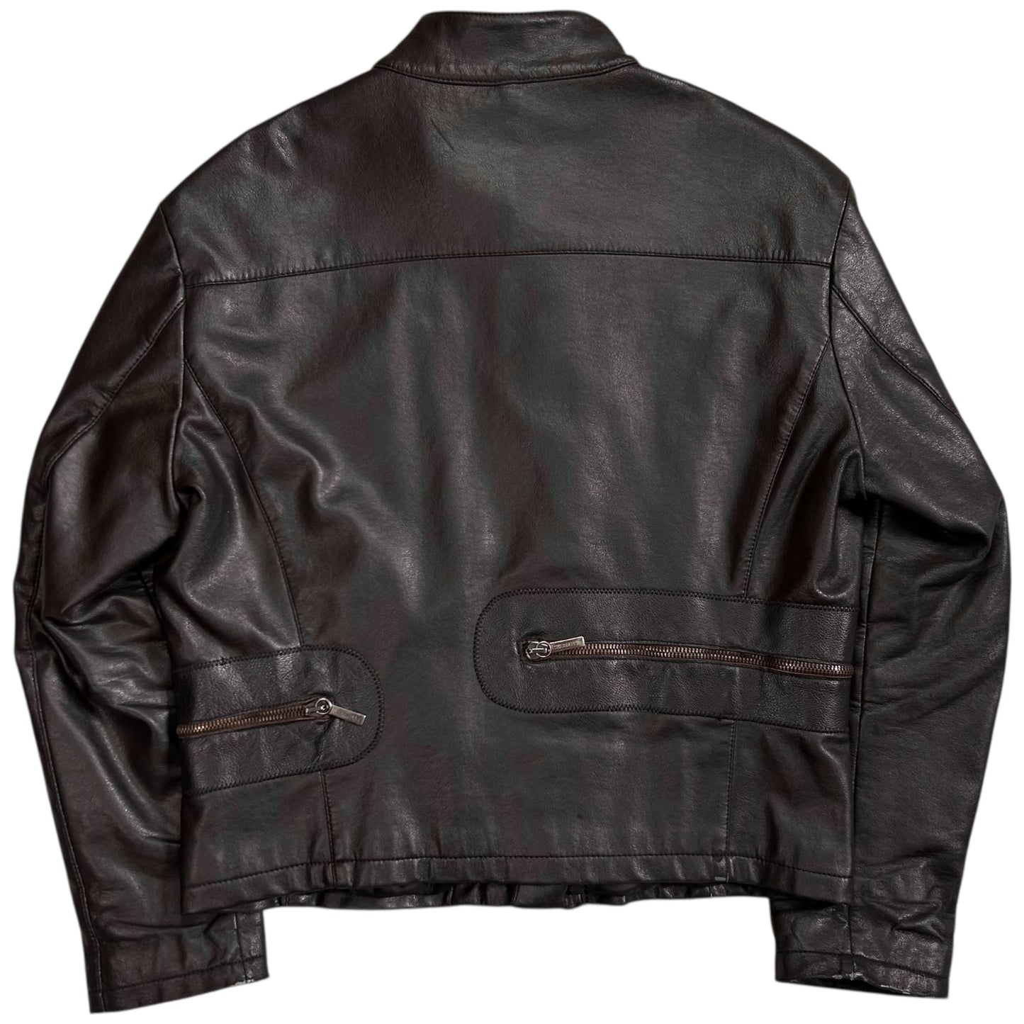 Dirk Bikkembergs Multi Back Zip Vegan Leather Bomber Jacket