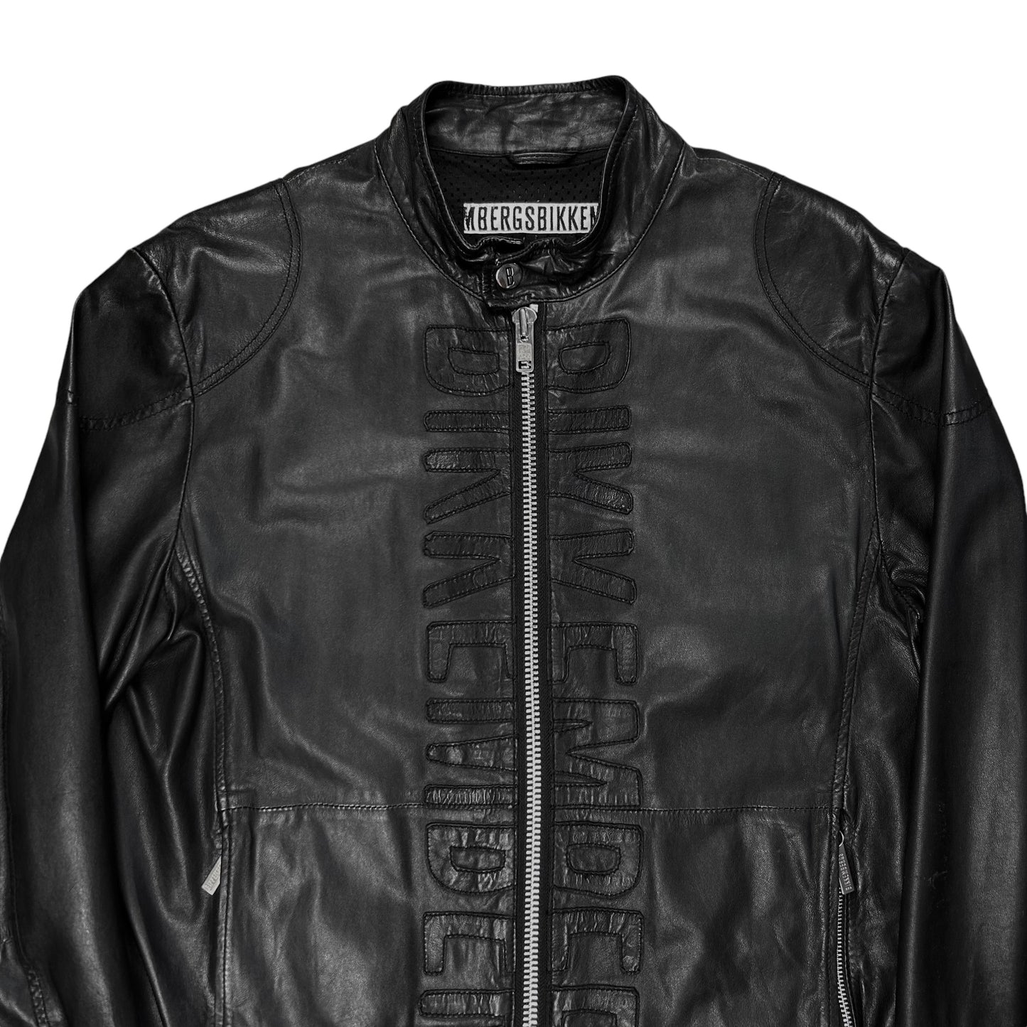 Dirk Bikkembergs Logo Patched Racer Leather Jacket