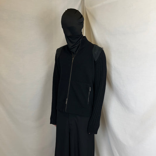 Dirk Bikkembergs Nylon Panel Zip Knit Sweater