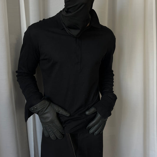 Jil Sander Contrast Sitch Leather Snap Gloves