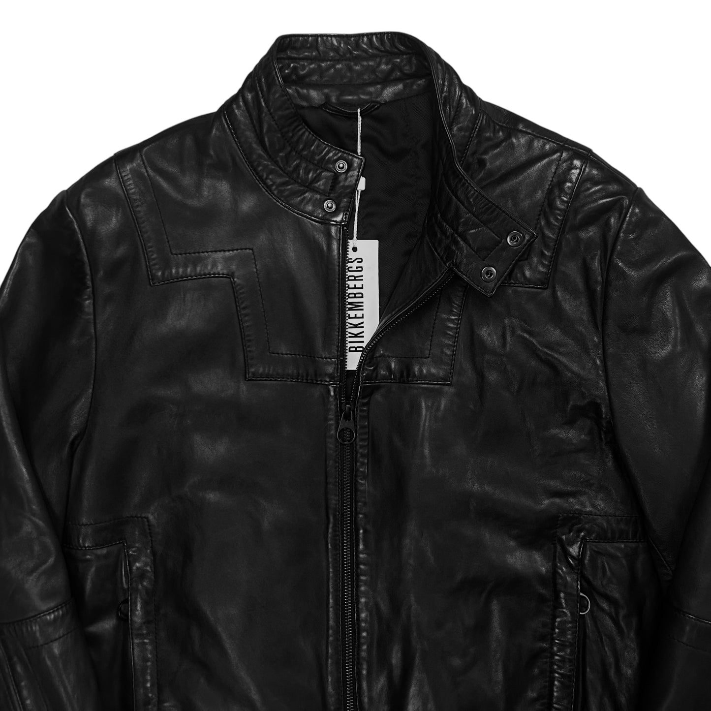Dirk Bikkembergs Moto Leather Bomber Jacket